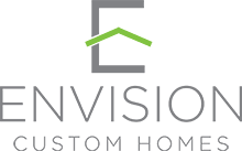 Envision Custom Homes vertical logo in black and green