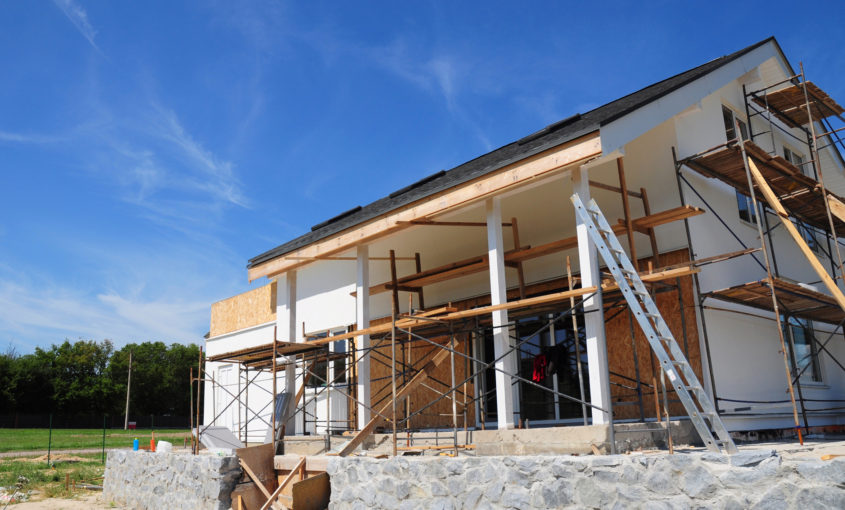 Renovate and repair residential house facade wall.