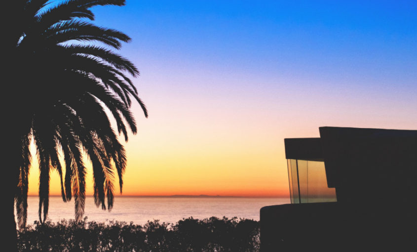 Coastal Home During a Sunset